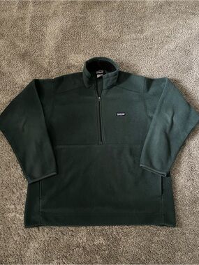 Vtg Patagonia Synchilla Green Marsupial Fleece Half Zip Pullover Pouch Large XXL